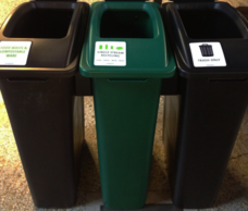 Waste and single-stream recycling bins that are narrower than standard bins are available for areas where space is prohibitive.